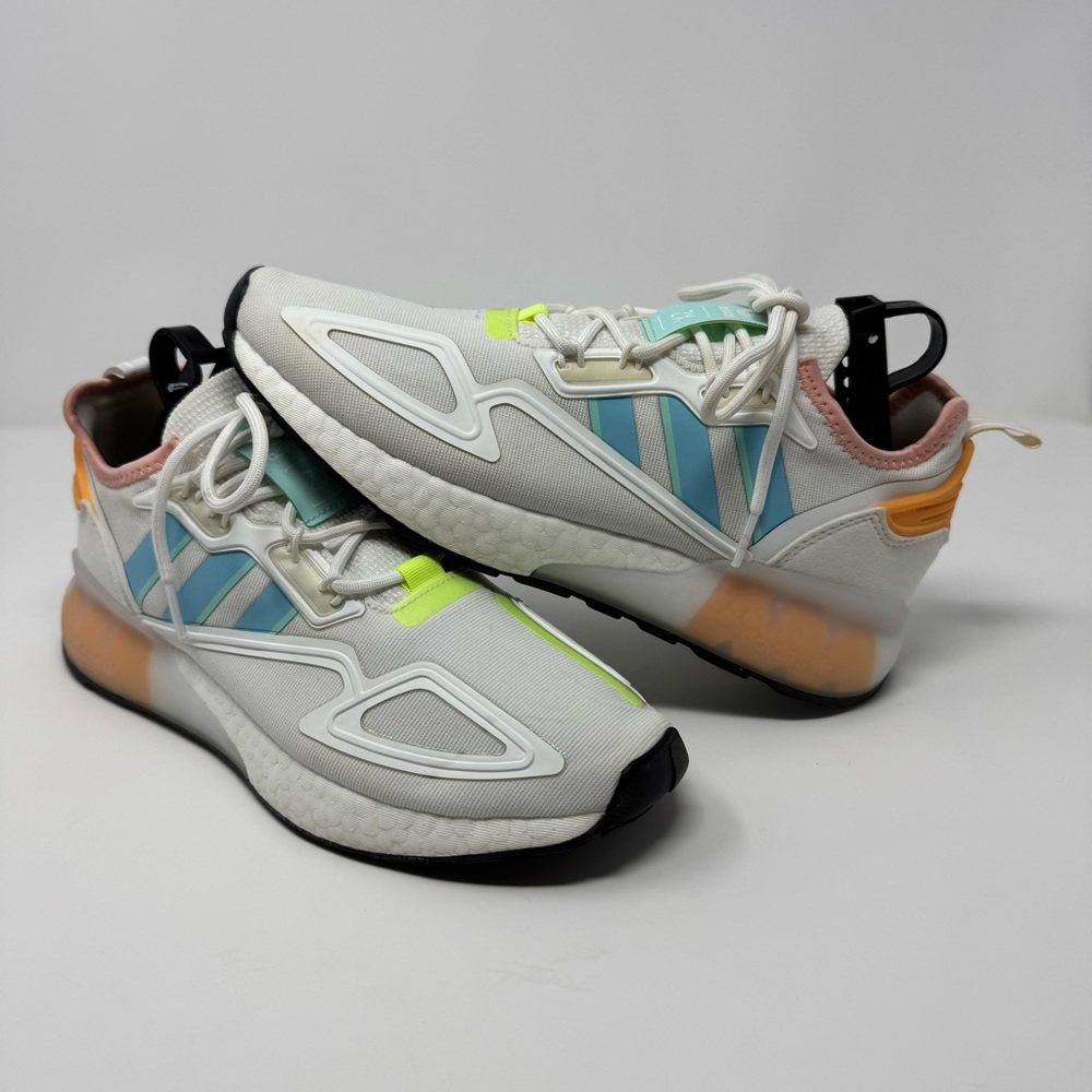 Adidas Originals ZX 2K BOOST W White Blue Pink Orange Women 9 Shoes